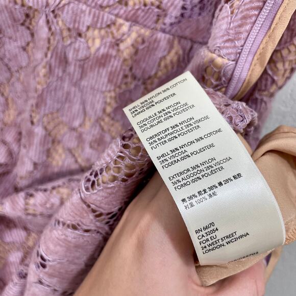 Free People Dangerous Love Pink Lace Corduroy Overlay Mini Dress Size 8 - Picture 8 of 11